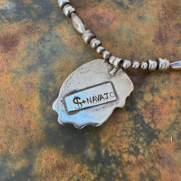 Navajo Silver & Turquoise Necklace - Picture 4 of 9